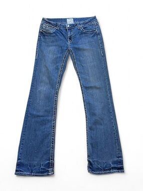 Y2K low waisted bootcut jeans LA idol light blue embroidered bedazzled